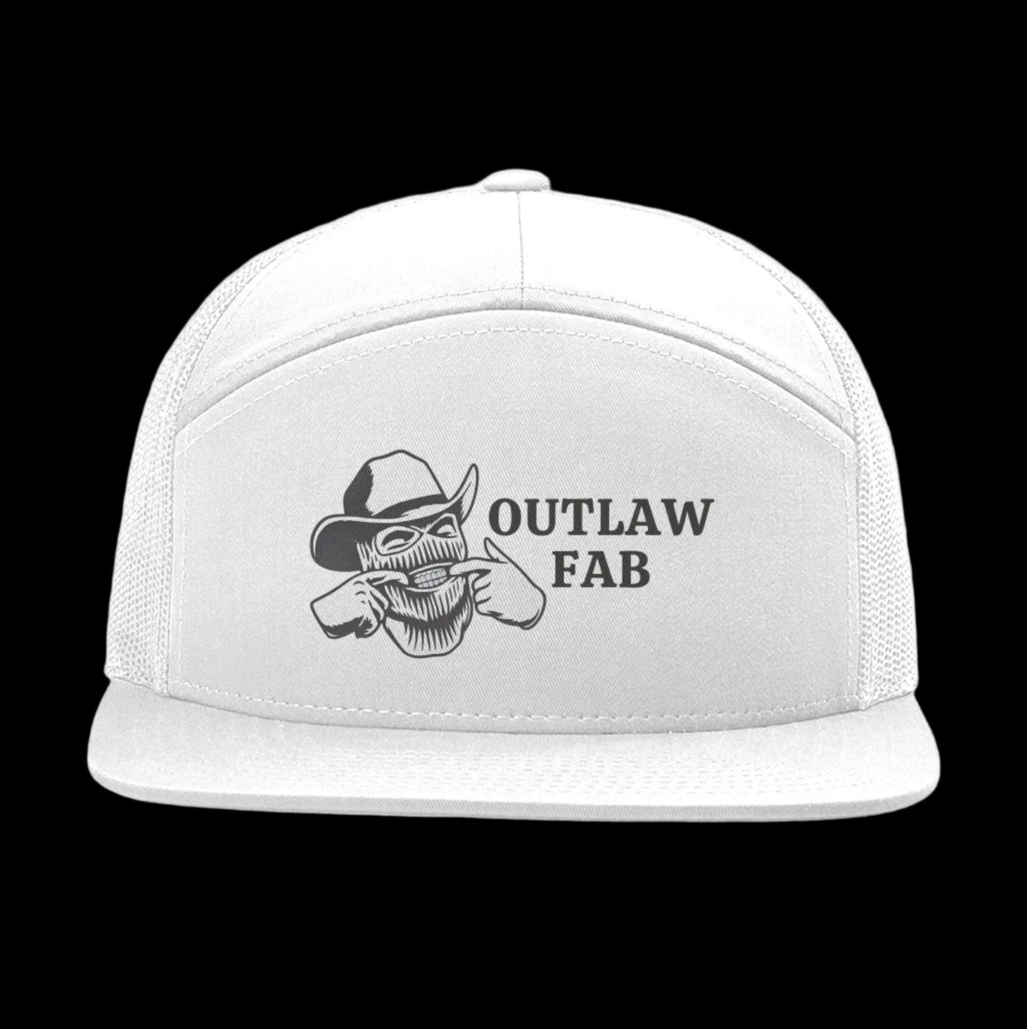 Outlaw Fab White Seven-Panel Trucker hat